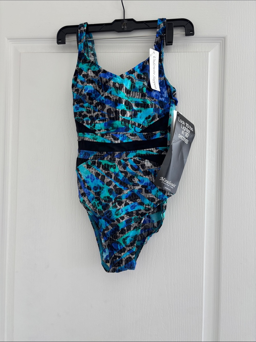 Miraclesuit Girls' Blue Teal & Black Patterned One-Piece Swimsuit